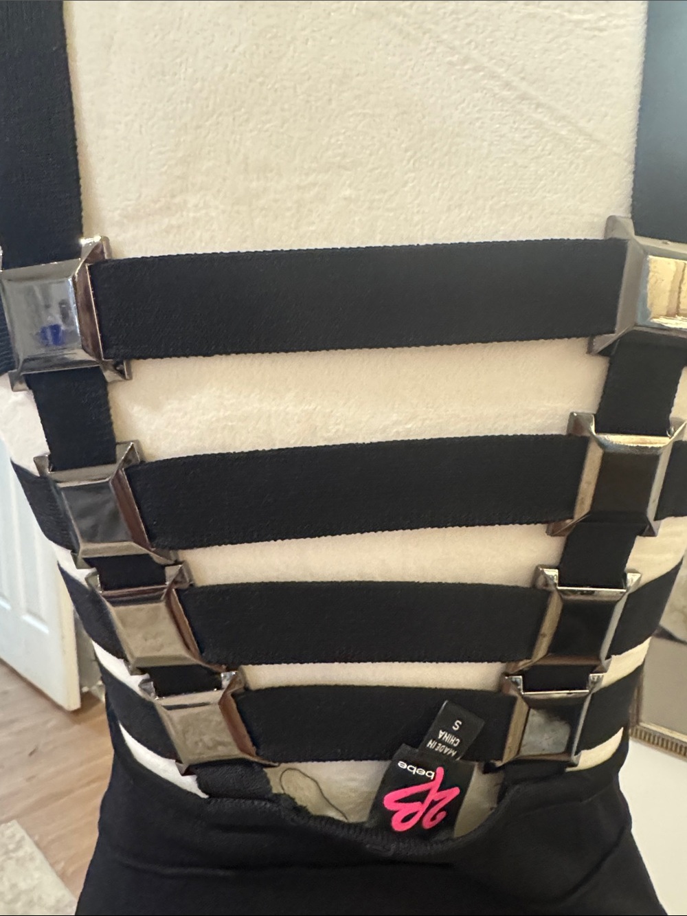 Vintage y2k Bebe Black Bandage Bodycon Dress - Women small - Picture 5 of 5